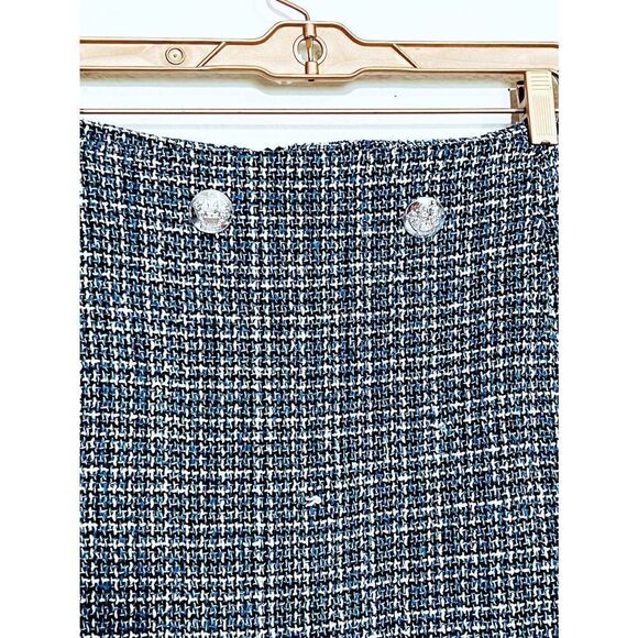 Boutique Blue Plaid Houndstooth Skirt - Picture 2 of 4